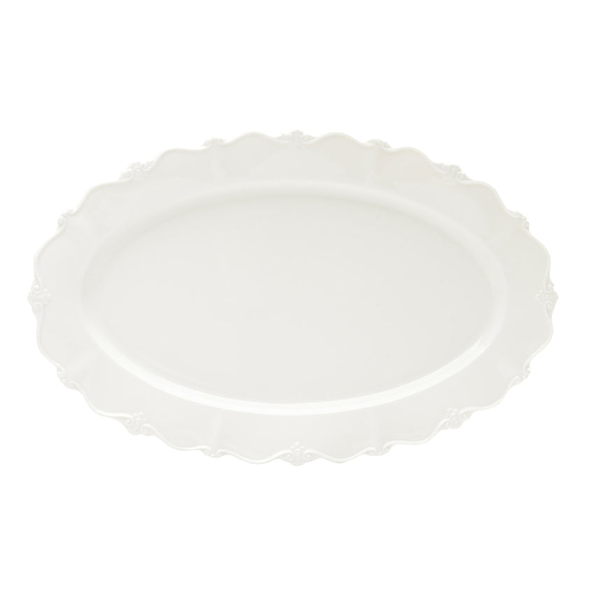 Travessa Oval de Porcelana Fancy Branco - DoceLar Loja