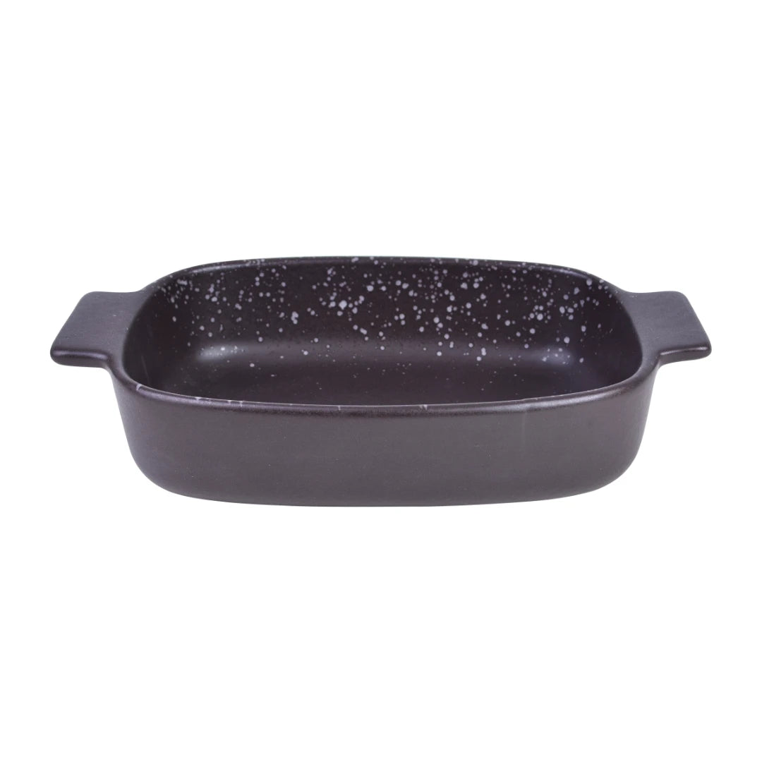 Travessa Retangular em Faiança com Alça Branca e Marrom - DoceLar Loja