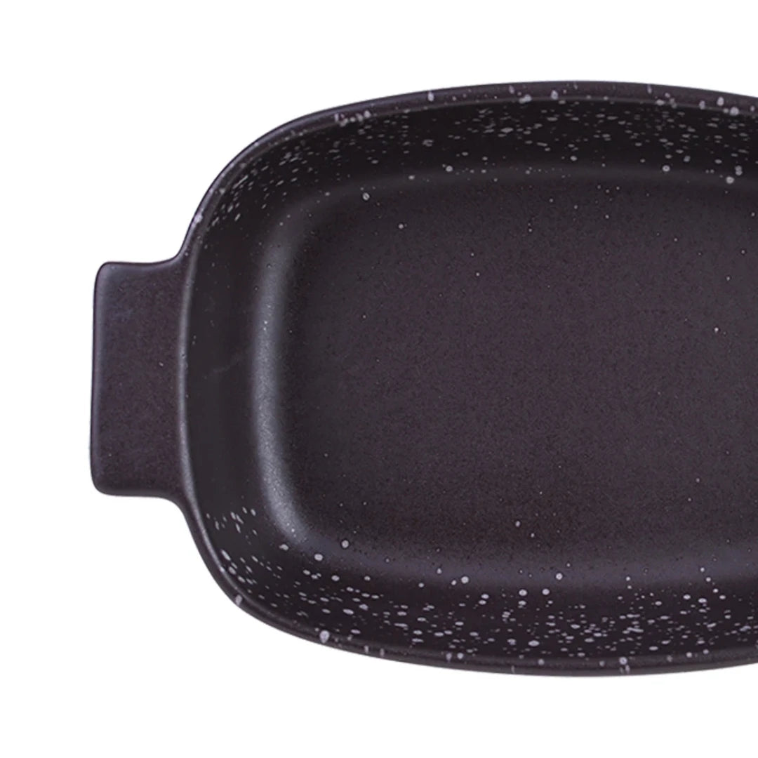 Travessa Retangular em Faiança com Alça Branca e Marrom - DoceLar Loja