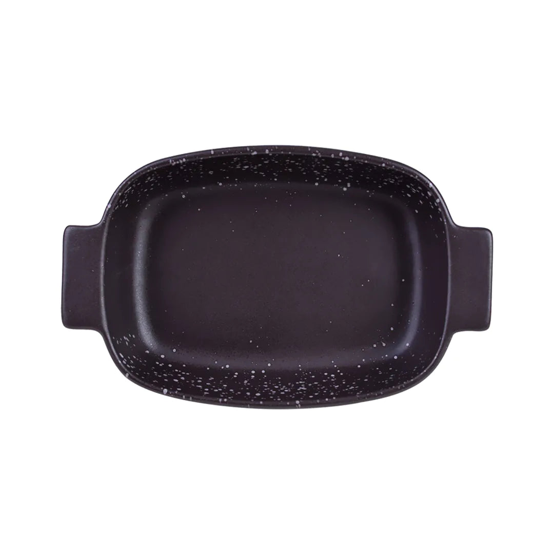 Travessa Retangular em Faiança com Alça Branca e Marrom - DoceLar Loja