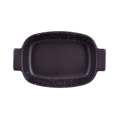 Travessa Retangular em Faiança com Alça Branca e Marrom - DoceLar Loja