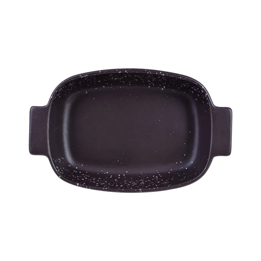 Travessa Retangular em Faiança com Alça Branca e Marrom - DoceLar Loja