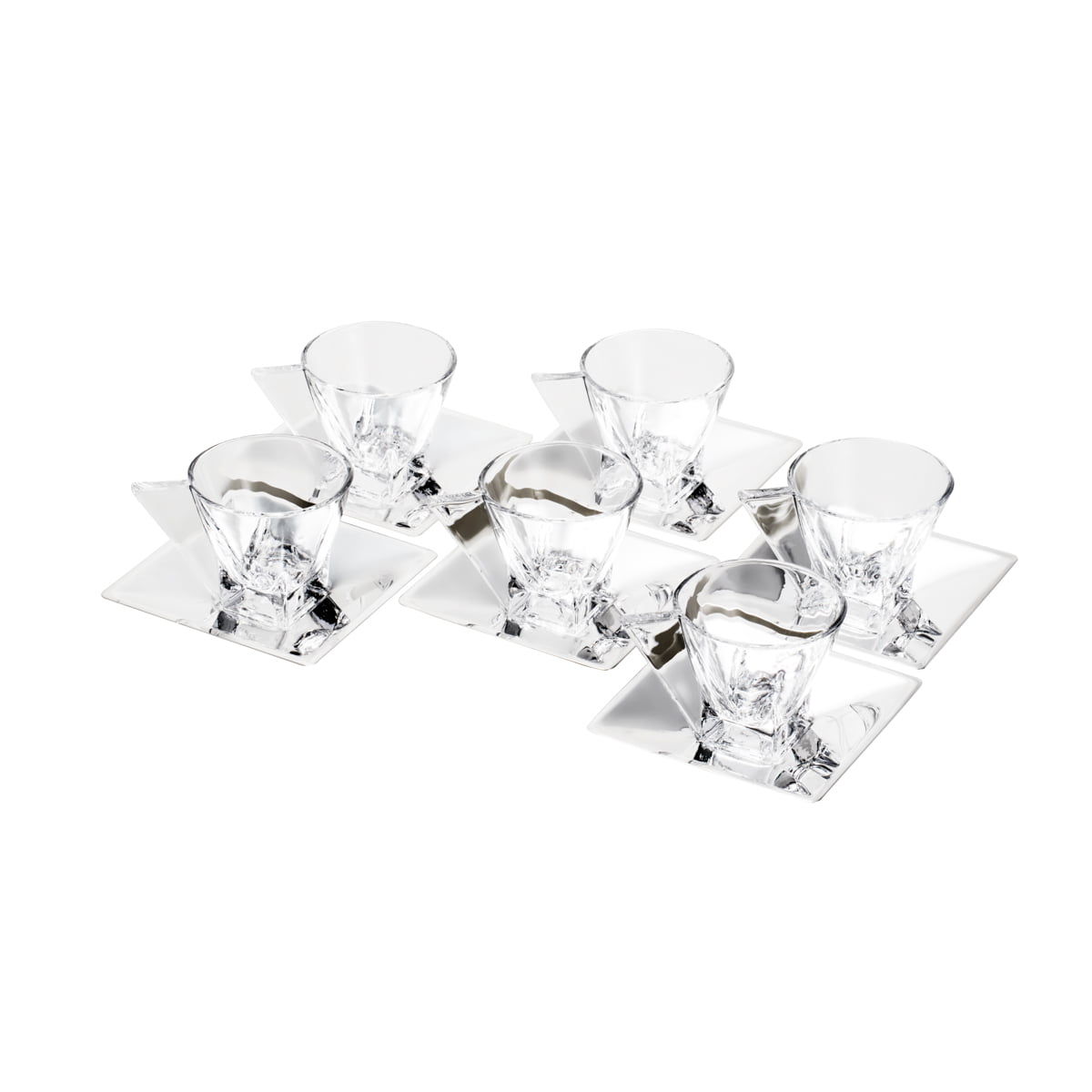 Cj 6 Xícaras Chá c/Pires Veneza Aço Inox - DoceLar Loja