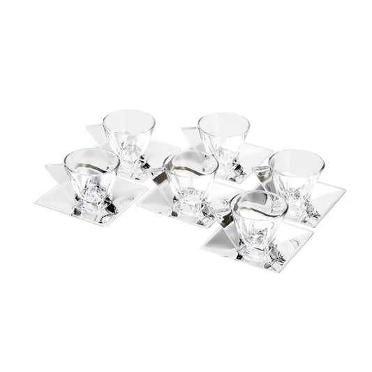 Cj 6 Xícaras Chá c/Pires Veneza Aço Inox - DoceLar Loja