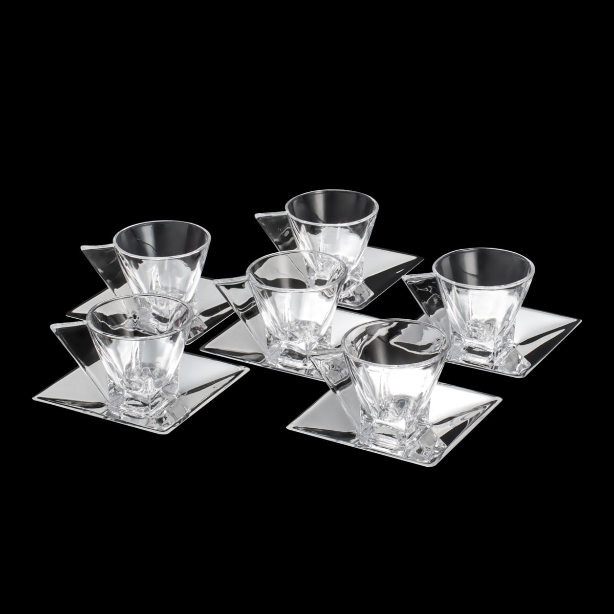 Cj 6 Xícaras Chá c/Pires Veneza Aço Inox - DoceLar Loja