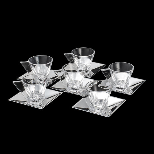 Cj 6 Xícaras Chá c/Pires Veneza Aço Inox - DoceLar Loja