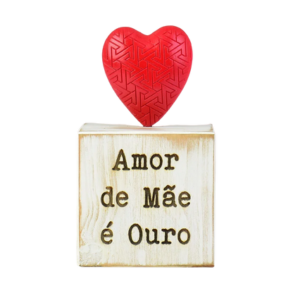 Enfeite Amor De Mãe em Madeira - DoceLar Loja