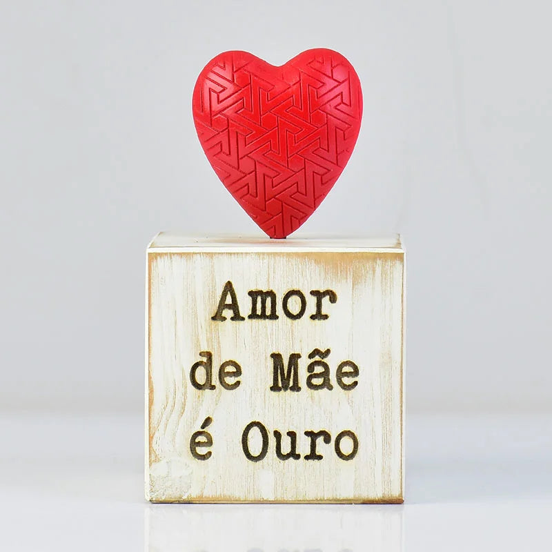 Enfeite Amor De Mãe em Madeira - DoceLar Loja